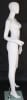 Matte white female egghead mannequin made of durable fiberglass, featuring a stylish and contemporary design on a tempered glass base for retail clothing display. - Image 4 of 0