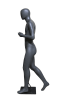 Sleek gray egghead female athletic mannequin made of fiberglass with a toned physique, standing confidently on a brushed metal square base with tempered glass, perfect for sportswear. - Image 3 of 0