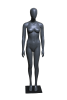 Sleek gray egghead female athletic mannequin made of fiberglass with a toned physique, standing confidently on a brushed metal square base with tempered glass, perfect for sportswear. - Image 1 of 0