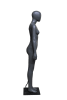 Sleek gray egghead female athletic mannequin made of fiberglass with a toned physique, standing confidently on a brushed metal square base with tempered glass, perfect for sportswear. - Image 2 of 0