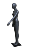 Sleek gray egghead female athletic mannequin made of fiberglass with a toned physique, standing confidently on a brushed metal square base with tempered glass, perfect for sportswear. - Image 3 of 0