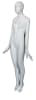Full-size matte white abstract female egghead mannequin with hands flared out, featuring removable arms and standing on a round base with tempered glass, ideal for high-end fashion display. - Image 2 of 0