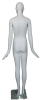 Full-size matte white abstract female egghead mannequin with hands flared out, featuring removable arms and standing on a round base with tempered glass, ideal for high-end fashion display. - Image 3 of 0