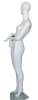 Full-size matte white abstract female egghead mannequin with hands flared out, featuring removable arms and standing on a tempered glass base, ideal for high-end fashion display. - Image 2 of 0