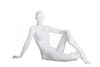 Matte white abstract female mannequin made of durable fiberglass, gracefully seated on the ground with hands in lap, perfect for elegant retail clothing presentation. - Image 2 of 0