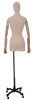 Sophisticated female dress form with flexible wooden arms and a sturdy metal base on wheels, designed for versatile and elegant clothing display. - Image 4 of 0