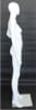 High-gloss white abstract head female mannequin made of fiberglass, featuring a dynamic pose with hand on hip and removable parts, standing on a tempered glass base. - Image 5 of 0
