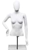 White plastic female upper torso countertop form with bent right arm, removable egghead, adjustable height, and square glass base - Image 2 of 0