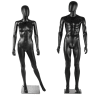 Black egghead male and female mannequin set with metal bases and poseable arms - Image 1 of 0