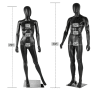 Black egghead male and female mannequin set with metal bases and poseable arms - Image 2 of 0