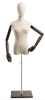 Female display dress form with natural canvas torso on wooden flat base adjustable retail mannequin for boutiques and designers - Image 4 of 0
