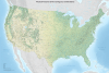Large 45x30 wall map of the contiguous United States showing physical features, mountain ranges, rivers, and shaded relief topography. - Image 1 of 0