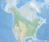 Explore the continent with our 104x109 physical wall map of North America. Features detailed shaded relief, color-coded biomes, and all elevations/depths in metres (Metric). Perfect for classrooms and offices. - Image 1 of 0