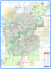 MapTown Edmonton and Area wall map showing detailed street networks, LRT lines, zoning, and municipal boundaries. - Image 1 of 0