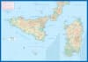 Detailed ITMB map of Sardinia & Sicily (front), plus Basilicata, Campania, Calabria, & Apulia (reverse). Includes roads, parks, and attractions. - Image 3 of 0