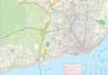 Waterproof travel map of Lisbon and Southern Portugal showing the city street plan, Alentejo region, and Algarve coastline road networks. - Image 3 of 0