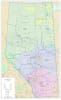 Alberta Wall Map (1:1M) showing Indigenous Treaty Boundaries and Land-use Framework (LUF) Regions. Includes First Nations, MÃ©tis Settlements, DLS grid, and full infrastructure. - Image 1 of 0