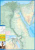 Waterproof Egypt and Cairo travel map featuring the Nile River route, Cairo rapid transit stations, and the Giza Pyramid complex inset. - Image 2 of 0