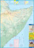 Detailed folding travel and road map of Somalia and Djibouti showing roads, terrain features, and cities across the Horn of Africa. - Image 2 of 0