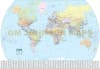 World folded reference map featuring country flags, world time zones, and detailed Europe enlargement. - Image 3 of 0