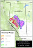 Duvernay Regional Oil and Gas Players map - Alberta. This Regional Players map covers both the East and West Duvernay Basins in Alberta. It extends from Township 36-81 Range 8 W4 to Range 13 W6. It includes current Duvernay Disposed Subsurface Crown Land - Image 4 of 0