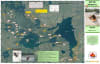 Barker Lake Whitewater Area satellite paper canoe map featuring classified rapids, portage paths, and campsites in a protective plastic sleeve. - Image 2 of 0