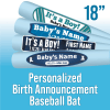 Baby Boy Birth Announcement Custom 18" Baseball Bat - 1 piece minimum - Full Color Print - Image 1 of 0