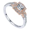 TWO TONE, WHITE/ROSE, 14K GOLD, HALO RING, ROUND CENTER STONE, ENGAGEMENT RING, SCROLLED UNDERCARRIAGE - Image 2 of 0
