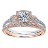 TWO TONE, WHITE/ROSE, 14K GOLD, HALO RING, ROUND CENTER STONE, ENGAGEMENT RING, SCROLLED UNDERCARRIAGE - Image 4 of 0