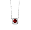 Garnet & Diamond Pendant in 10K White Gold - Image 1 of 0