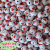 12mm white with red heart resin Bubblegum Beads - Image 1 of 0