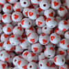 12mm white with red heart resin Bubblegum Beads - Image 2 of 0