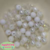 12mm Mixed Style White Acrylic Beads sold in packages of 50 beads - Image 1 of 0