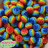 16mm Rainbow Stripe Resin Bubblegum Beads - Image 1 of 0