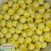 16mm Yellow  Stripe Resin Bubblegum Beads - Image 1 of 0