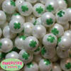 20mm Shamrock Print Solid Bubblegum Bead - Image 2 of 0
