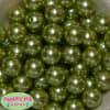 20mm Light Olive Green Faux Acrylic Pearl Bubblegum Beads Bulk - Image 1 of 0