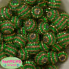 20mm Green and Gold Stripe Rhinestone Bubblegum Beads - Image 2 of 0