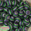 20mm Green, Silver and Purple Stripe Rhinestone Bubblegum Beads Bulk - Image 1 of 0