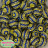 20mm Royal, Silver and Yellow Stripe Rhinestone Bubblegum Beads - Image 1 of 0