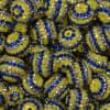 20mm Royal, Silver and Yellow Stripe Rhinestone Bubblegum Beads - Image 2 of 0