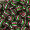 20mm Pink, Green, Silver Stripe Rhinestone Bubblegum Beads Bulk - Image 2 of 0