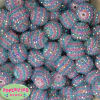 20mm Pink & Blue Stripe Rhinestone Bubblegum Beads - Image 1 of 0