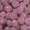 20mm Pink & silver Stripe Rhinestone Bubblegum Beads Bulk - Image 2 of 0