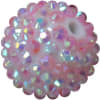 20mm Pink and White Stripe Rhinestone Bubblegum Beads - Image 1 of 0