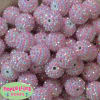 20mm Pink and White Stripe Rhinestone Bubblegum Beads - Image 1 of 0