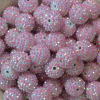 20mm Pink and White Stripe Rhinestone Bubblegum Beads - Image 2 of 0