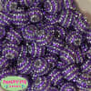 20mm Purple and Silver Stripe Rhinestone Bubblegum Bead - Image 1 of 0