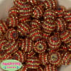 20mm Red & Gold Stripe Rhinestone Bubblegum Beads - Image 1 of 0