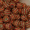 20mm Red & Gold Stripe Rhinestone Bubblegum Beads - Image 2 of 0